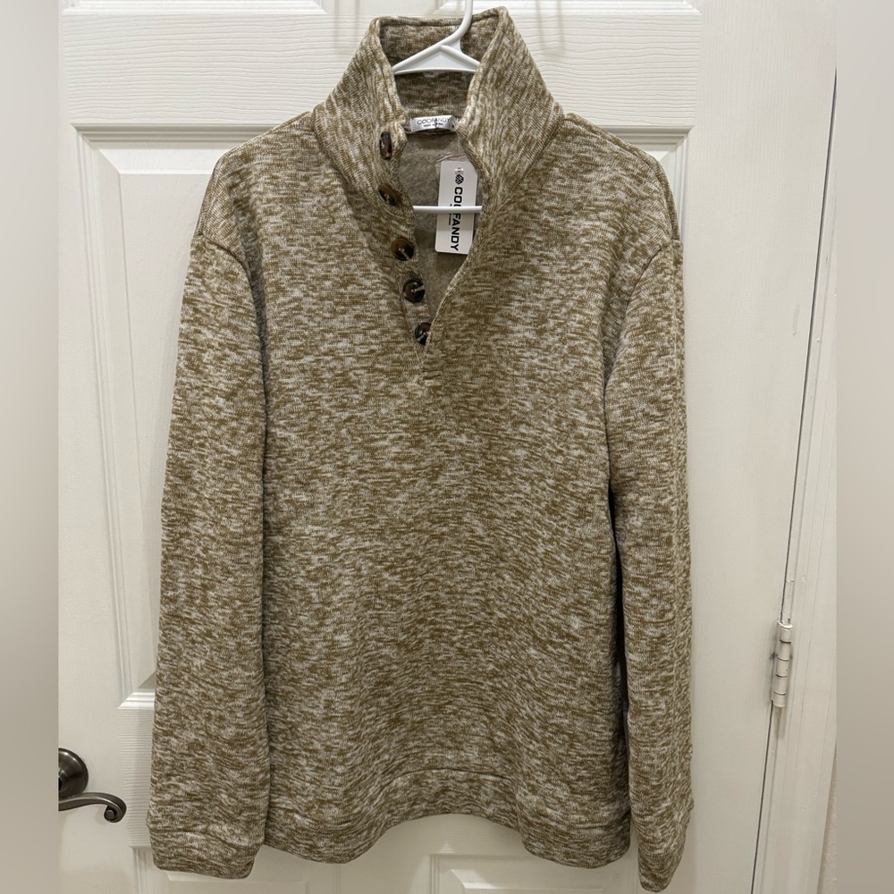 Coofandy COOFANDY Mens Casual Shawl Collar Sweater Long Sleeve Pullover M